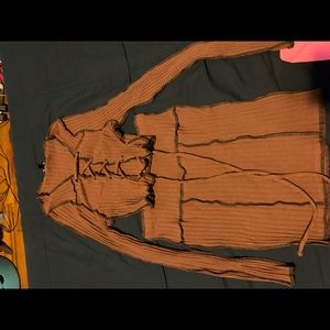 Skirt set long sleeve crop top with skirt from fashion nova brown